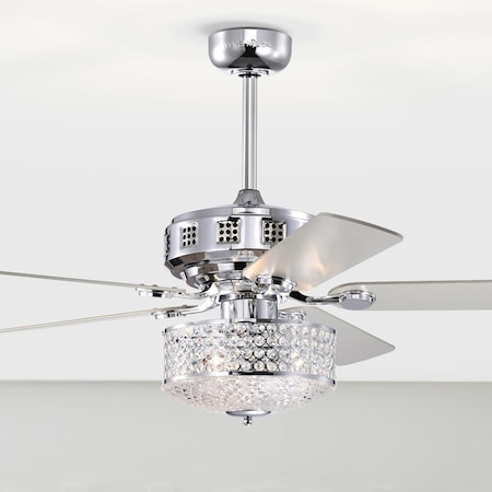 Warehouse Of Tiffany 52 in. Callen 3-Light Indoor Chrome Ceiling Fan with Light Kit AY16Y16CR